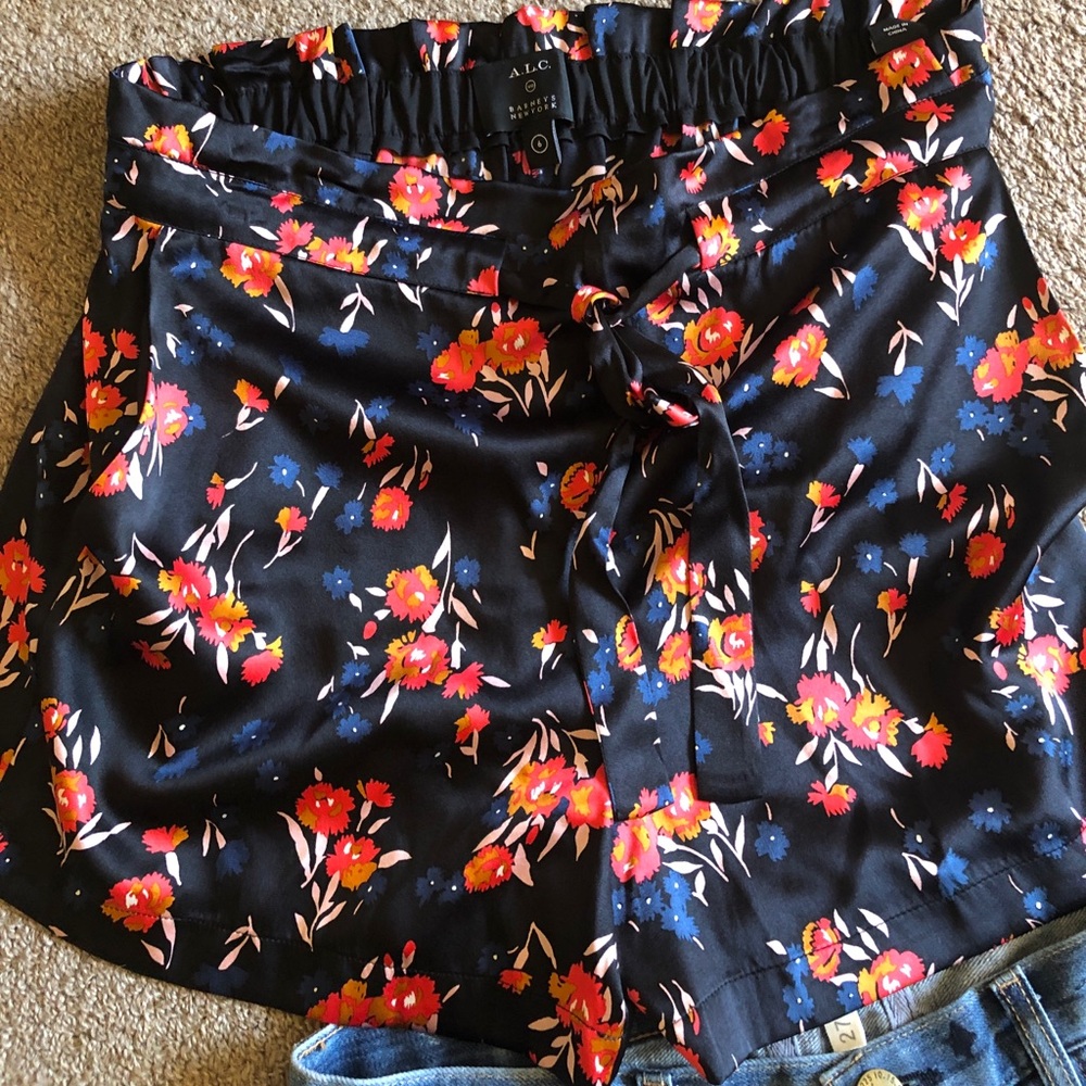 ALC silk floral mini shorts